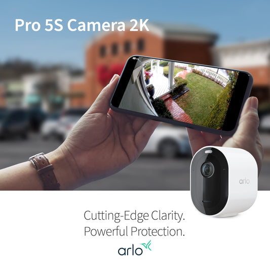 Arlo Pro 5S 2K Spotlight Camera - Wireless Home Security Camera with Spotlight, Color Night Vision, Dual-Band Wi-Fi & 2-Way Audio - White, 4 Pack, VMC4460P