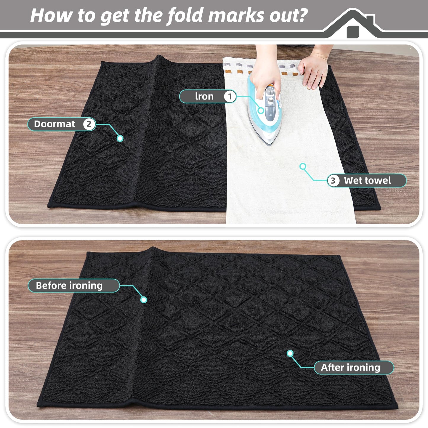 BEQHAUSE Dirt Trapper Door Mat 32" x 48", Non-Slip Washable Doormats Welcome Mat, Dirt Resistant and Absorbent Entrance Mat, Low Profile Floor Mats for Front Back Door, Entryway, Black